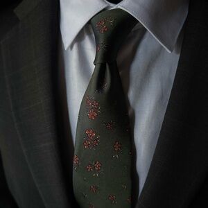The Tie Bar Dark Green Floral Silk Necktie